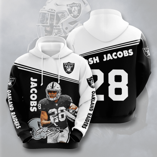 Amazon Sports Team Josh Jacobs Oakland Raiders Hoodie 3D 1 Amazon Sports Team Josh Jacobs Oakland Raiders Hoodie 3D