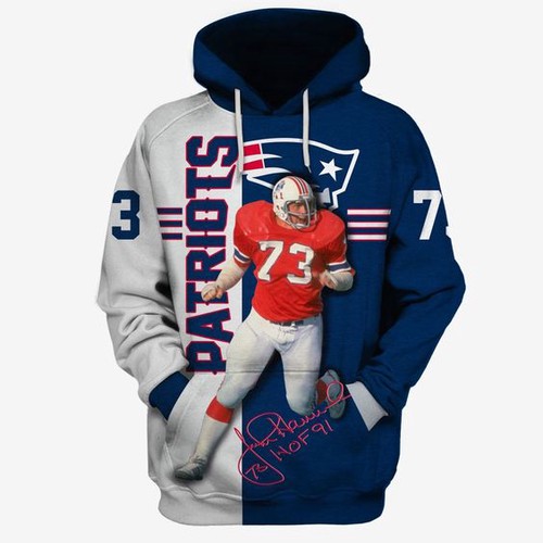 Amazon Sports Team New England Patriots John Hannah Hoodie 3D 3 Amazon Sports Team New England Patriots John Hannah Hoodie 3D