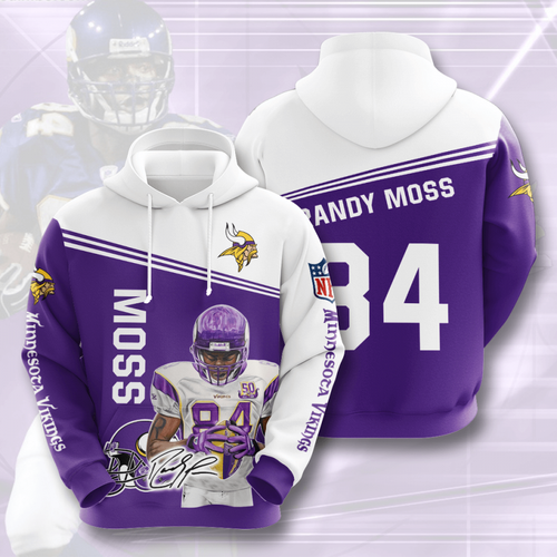 Amazon Sports Team Randy Moss Minnesota Vikings Hoodie 3D
