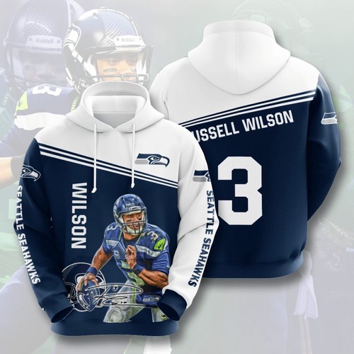 Amazon Sports Team Russell Wilson Seattle Seahawks Hoodie 3D