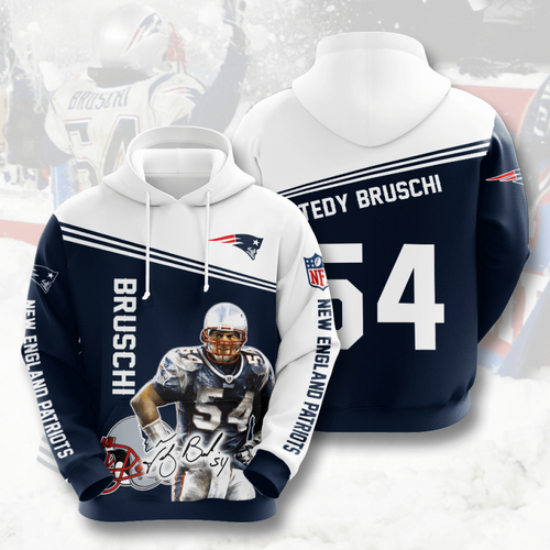 Amazon Sports Team Tedy Bruschi New England Patriots Hoodie 3D
