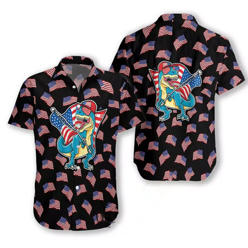 American Flag T-rex Hawaiian shirts 12 American Flag T-rex Hawaiian shirts