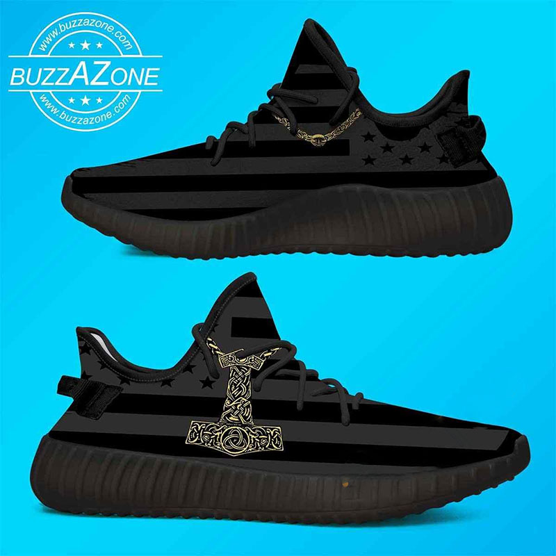 American Flag With Viking Symbol Yeezy Boost