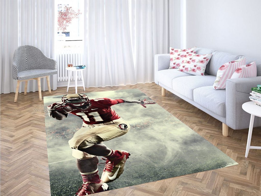 American Football Player Running Living Room Modern Carpet Rug