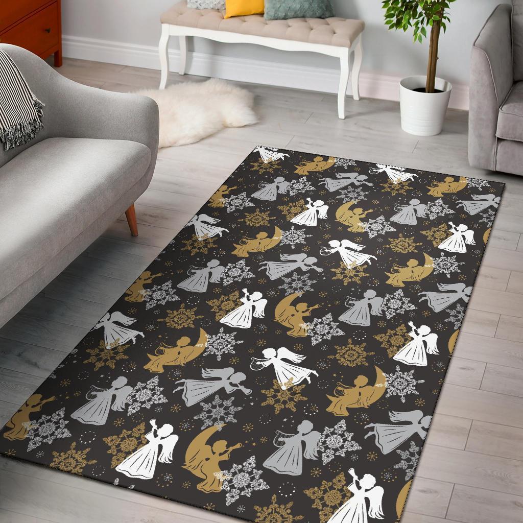 Angel Snowflake Print Pattern Area Limited Edition Rug 4 Angel Snowflake Print Pattern Area Limited Edition Rug
