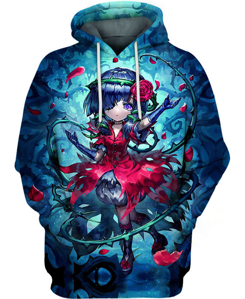 Anime Rose Girl Hoodie 3D 2 Anime Rose Girl Hoodie 3D