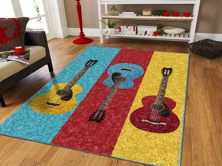 Three Vintage Colorful Guitars Limited Edition Rug