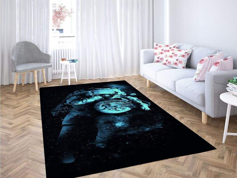 Astronaut Looking At Earth Drawing Carpet Rug 1 Astronaut Looking At Earth Drawing Carpet Rug