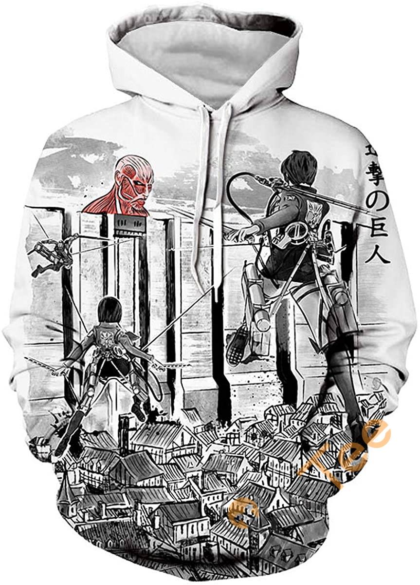 Attack On Titan Print Pullover With Front Pocket Hoodie 3D