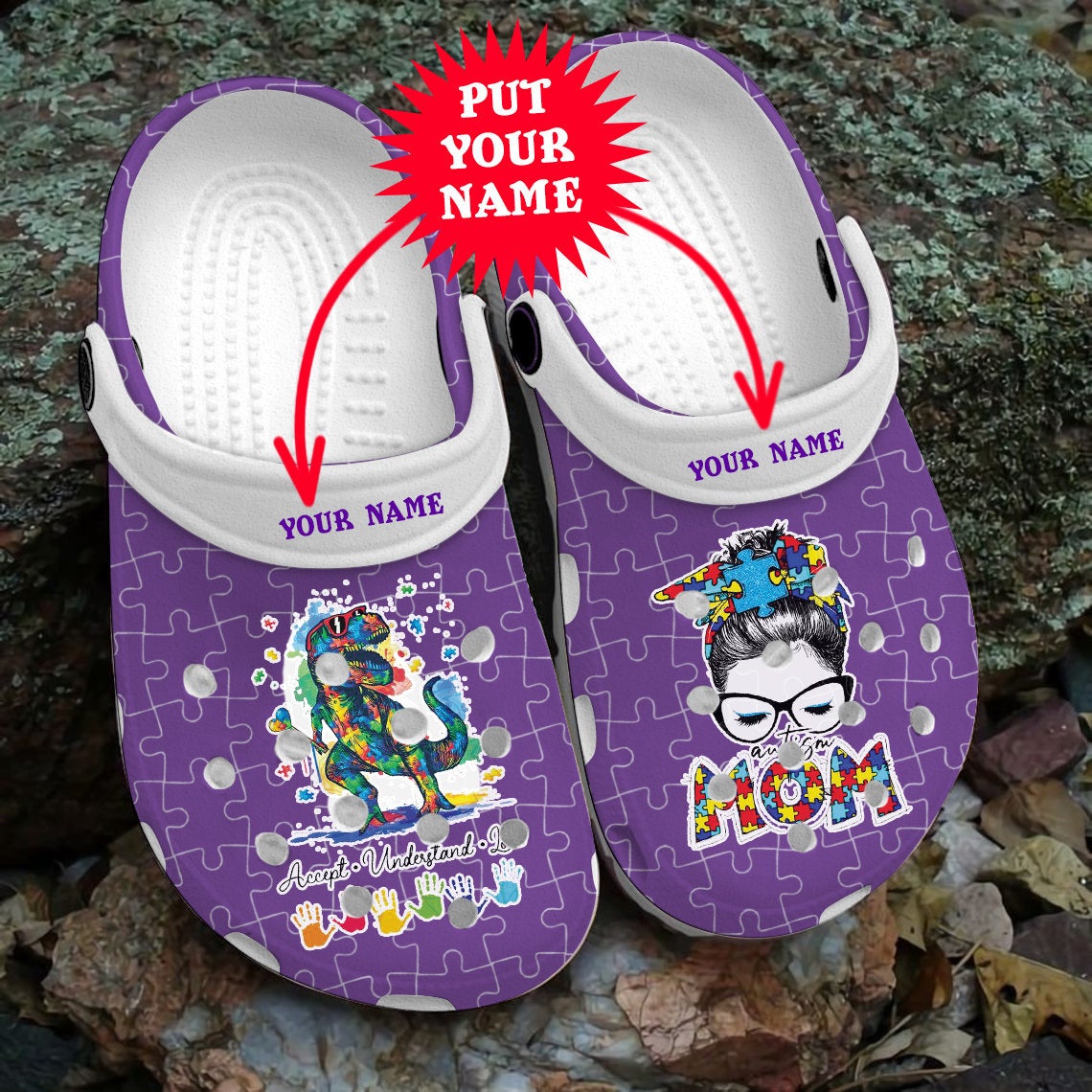 Autism Mom Different Beautiful Dinosaurs Child Awareness Crocs Clog Shoes