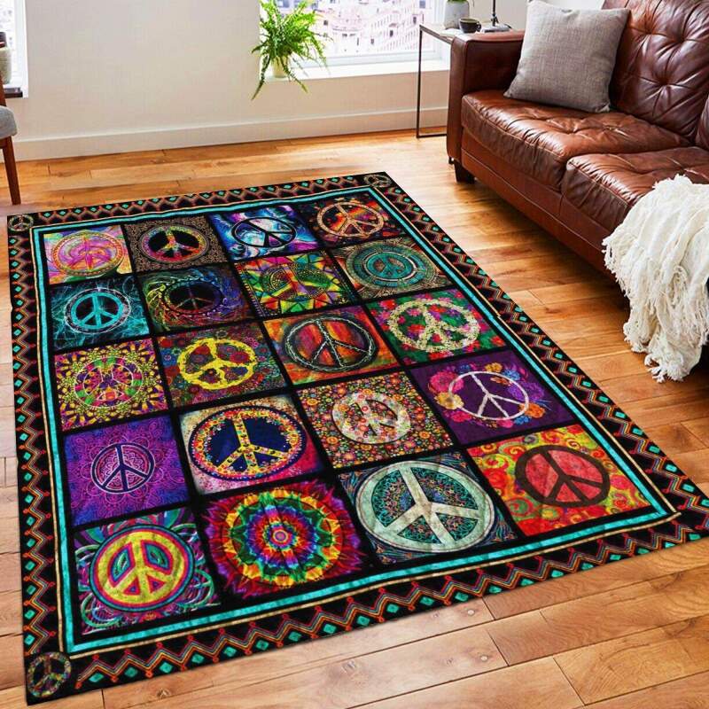 Awesome Hippie Peace Sign Pattern Limited Edition Rug