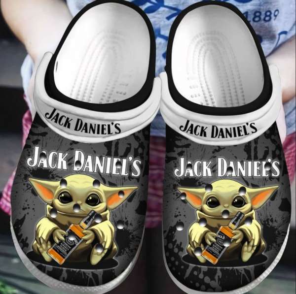 Baby Yoda Hug Jack Daniel’s Crocs Clog Shoes