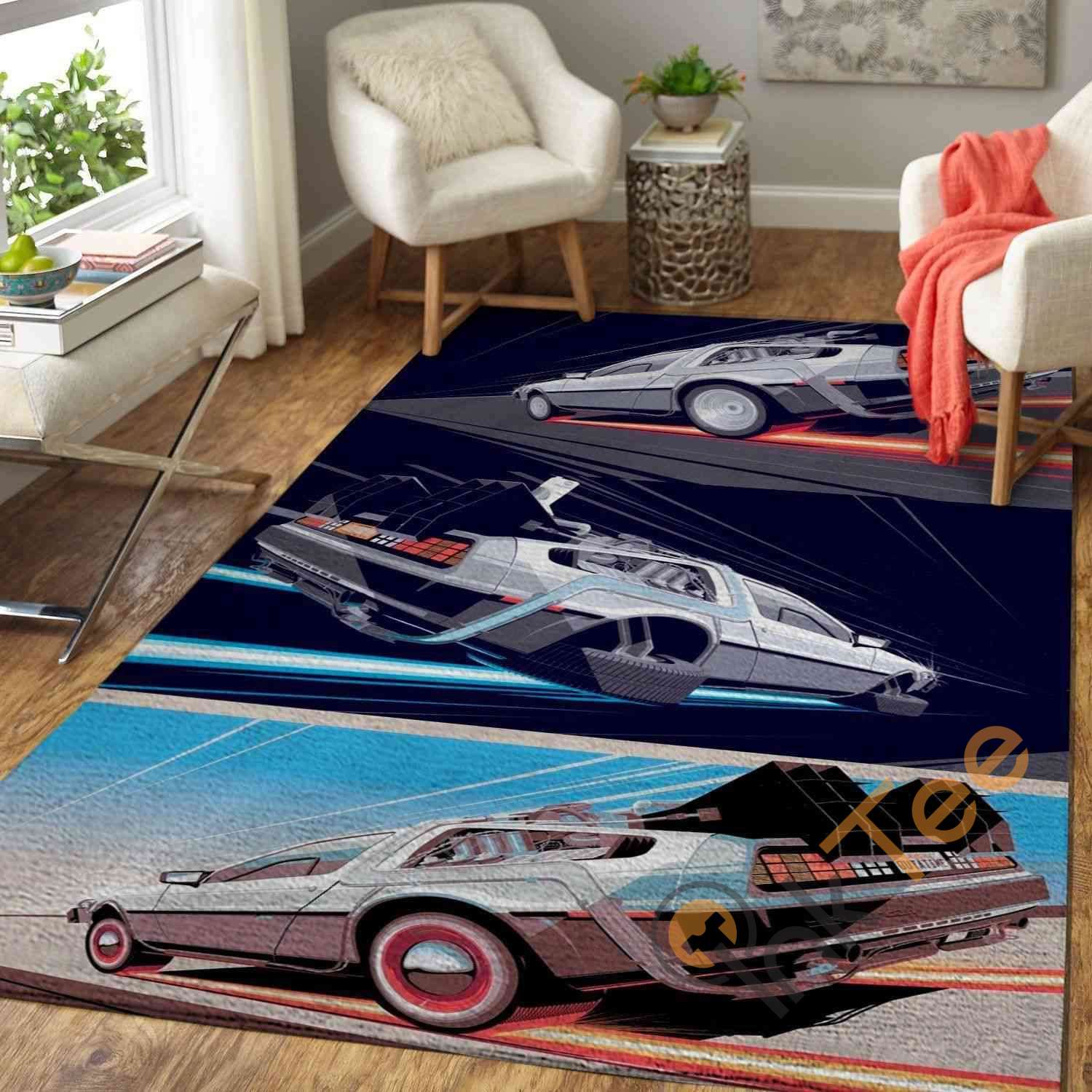 Back To The Future Delorean Car Area Rug 1 Back To The Future Delorean Car Area Rug
