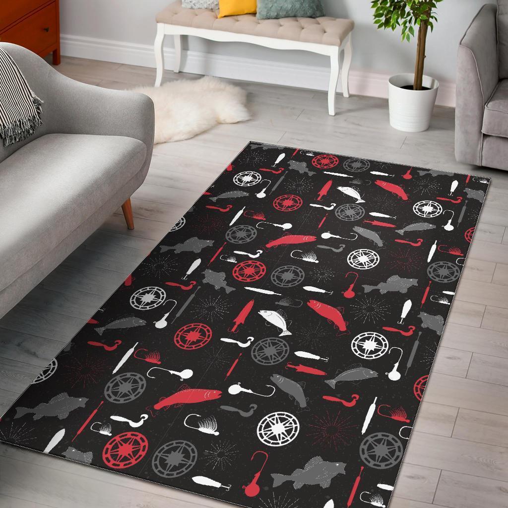 Bait Bass Fishing Pattern Print Area Limited Edition Rug 1 Bait Bass Fishing Pattern Print Area Limited Edition Rug