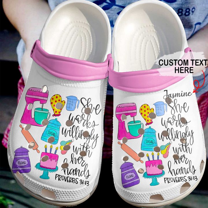 Baking Personalized She Works Willingly Crocs Clog Shoes 5 Baking Personalized She Works Willingly Crocs Clog Shoes