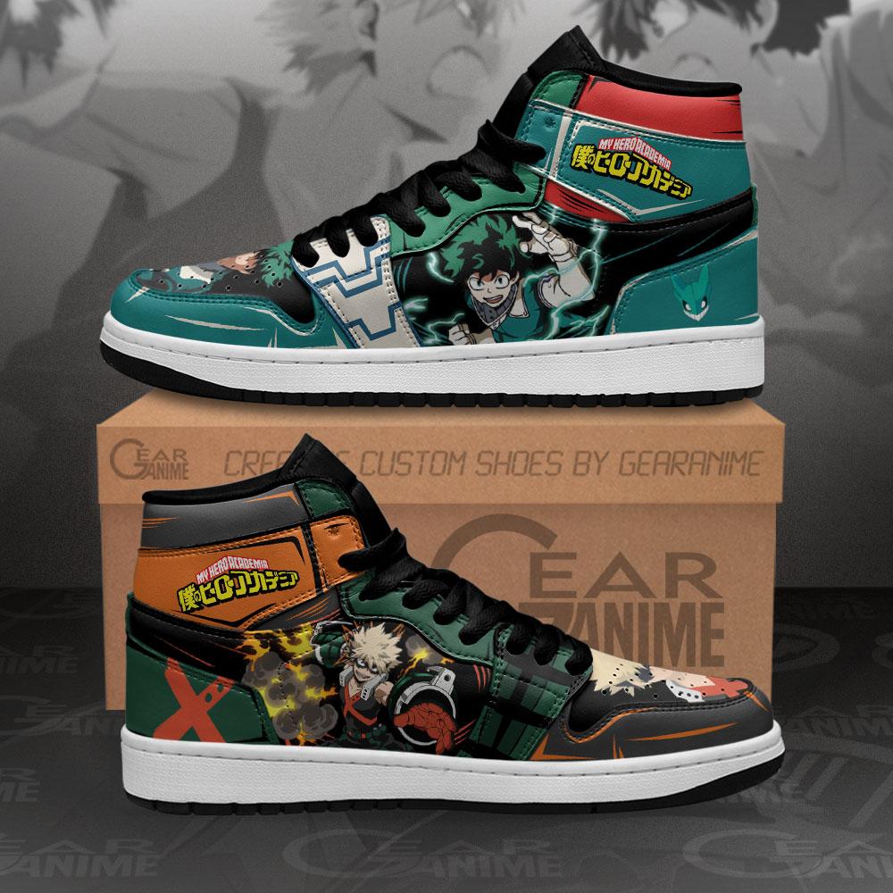Bakugou And Deku Sneakers Mha Anime Air Jordan Shoes