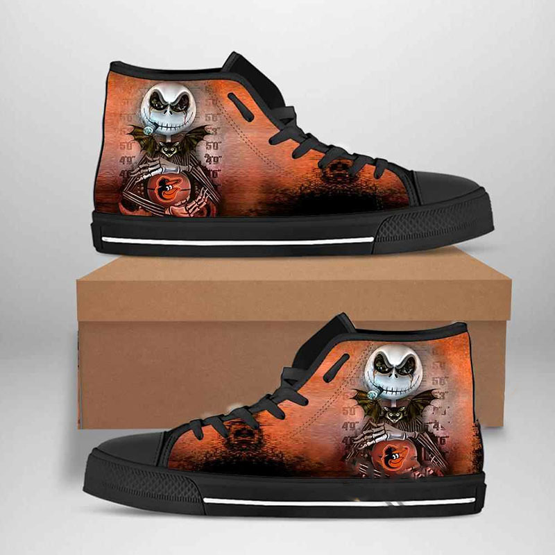 Baltimore Orioles Mlb Baseball Jack Skellington High Top Shoes