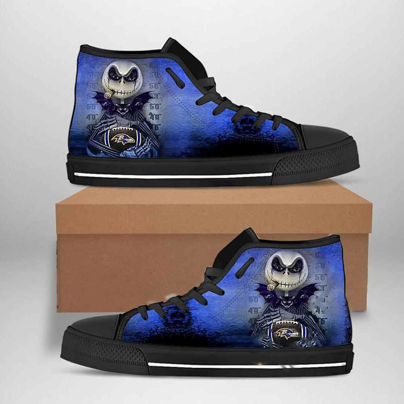 Baltimore Ravens Nfl Football Jack Skellington High Top Shoes