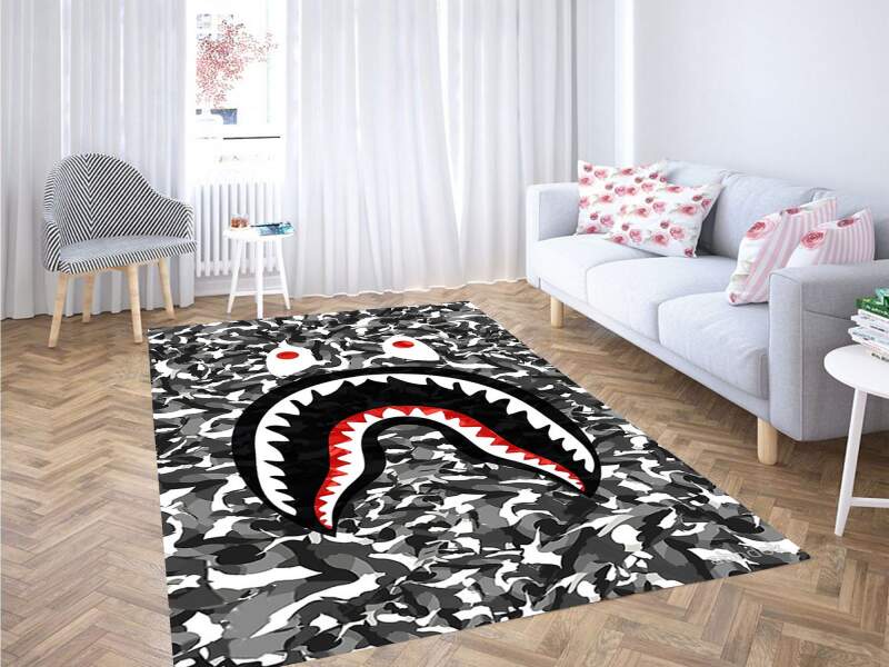 Bape Shark Black Army Pattern Carpet Rug 2 Bape Shark Black Army Pattern Carpet Rug
