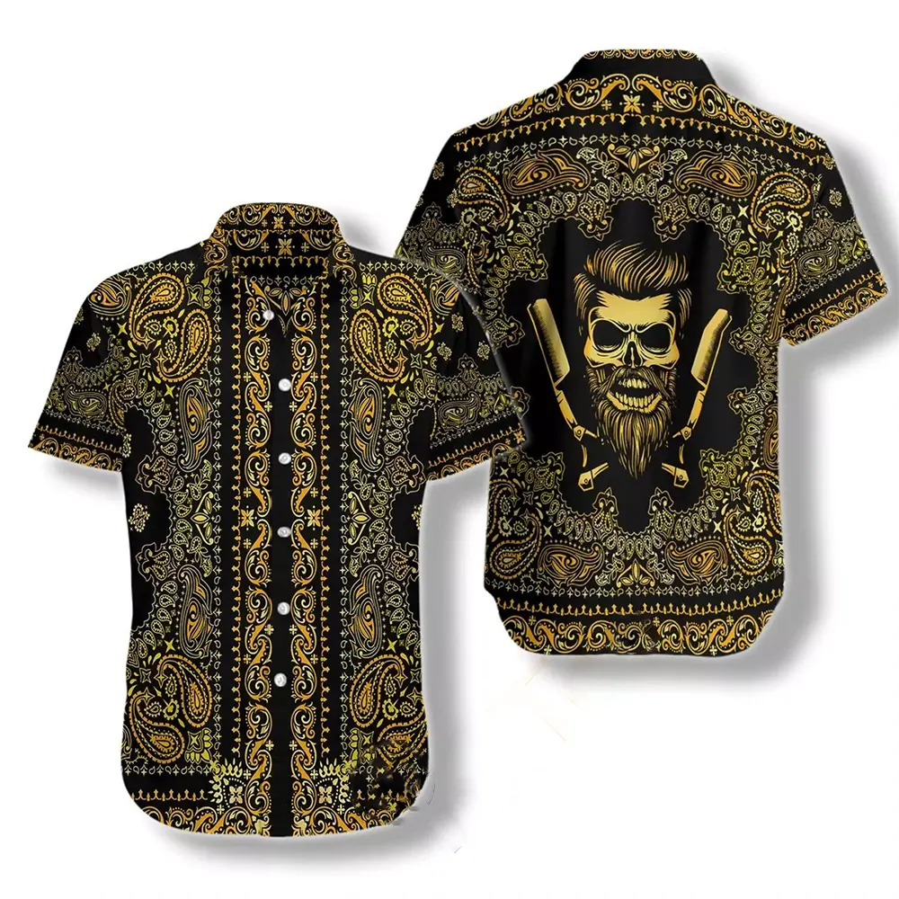 Barber Bandana Style Gold Hawaiian shirts