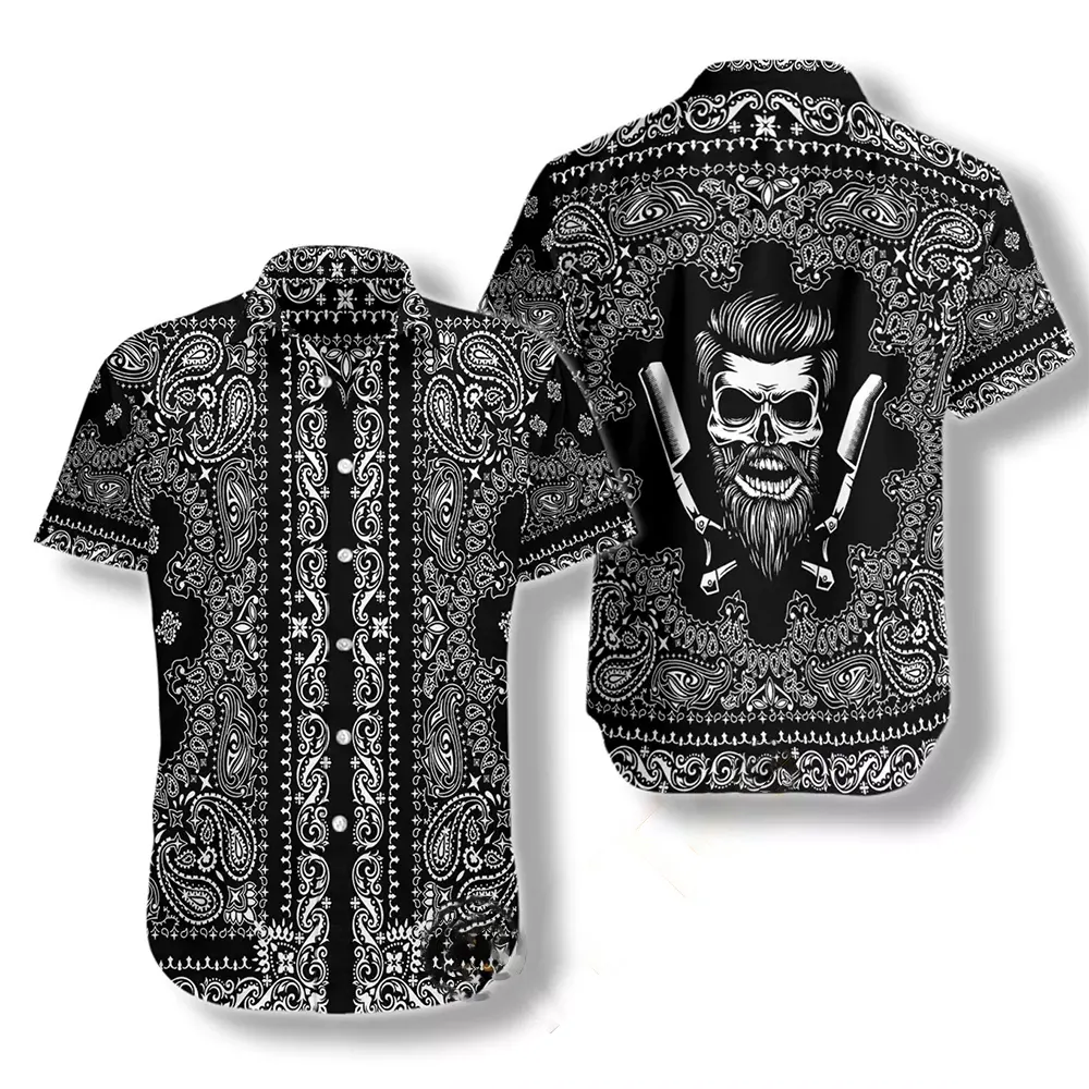 Barber Bandana Style White Hawaiian shirts