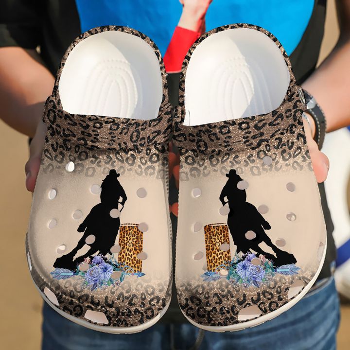 Barrel Racing Cheetah Crocs Clog Shoes