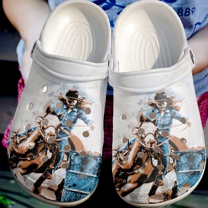 Barrel Racing Girl In Speed Crocs Clog Shoes