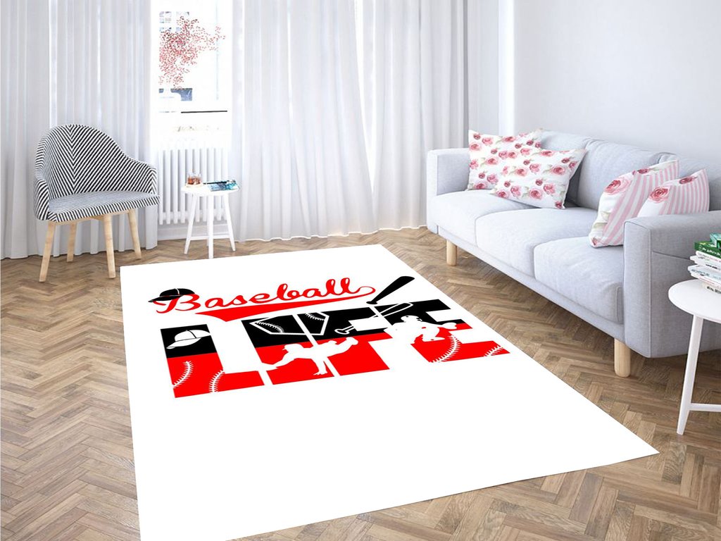Baseball Life Living Room Modern Rug