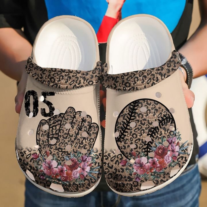 Baseball Personalized Cheetah Crocs Clog Shoes