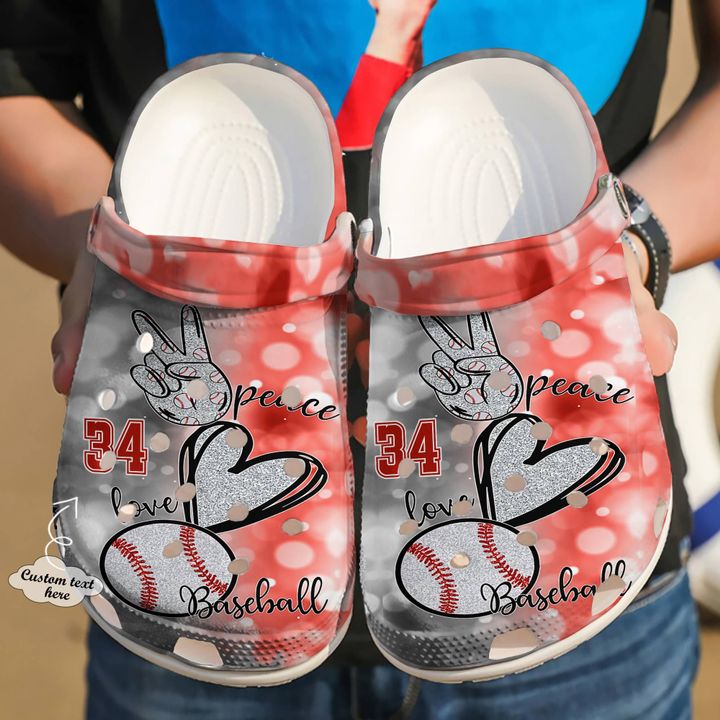 Baseball Personalized Peace Love Crocs Clog Shoes