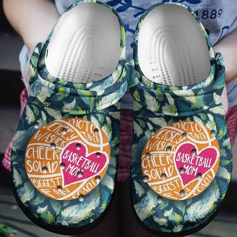 Basketball Mom Green Feather Crocs Clog Shoes 2 Basketball Mom Green Feather Crocs Clog Shoes