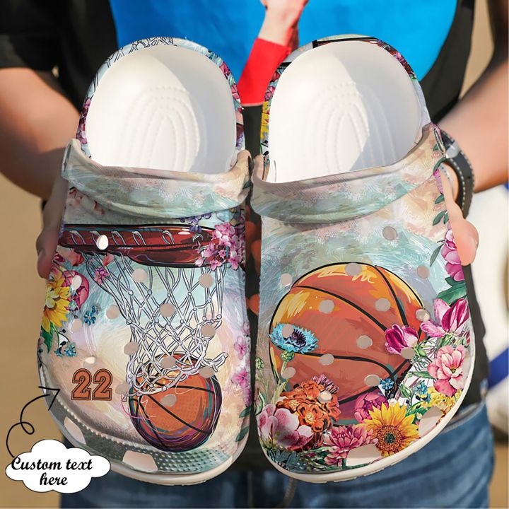 Basketball Personalized Floral Crocs Clog Shoes