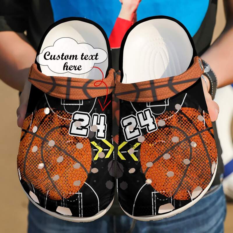 Basketball Personalized Leather Ball Crocs Clog Shoes