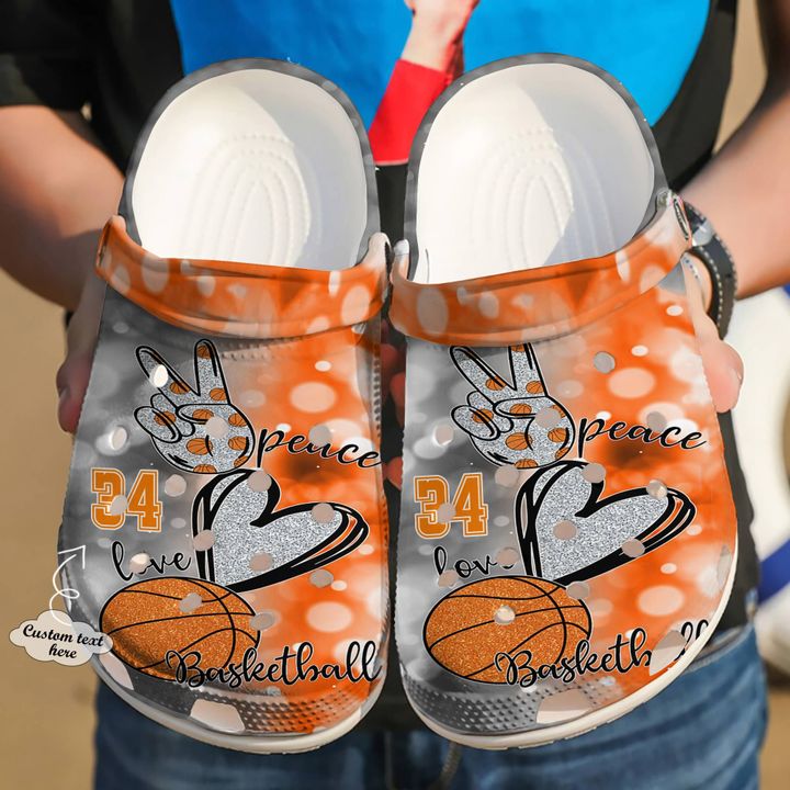 Basketball Personalized Peace Love Crocs Clog Shoes