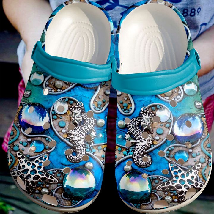 Beach Crowned Seahorse Crocs Clog Shoes 6 Beach Crowned Seahorse Crocs Clog Shoes