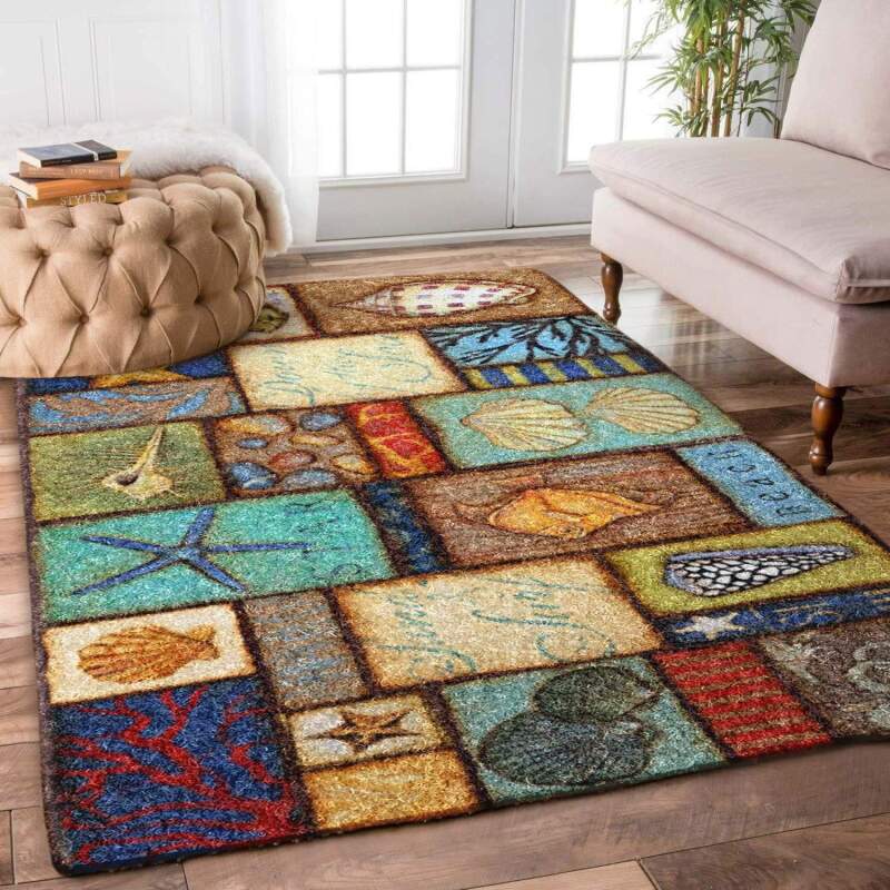 Retro Beach Seashells Pattern Limited Edition Rug