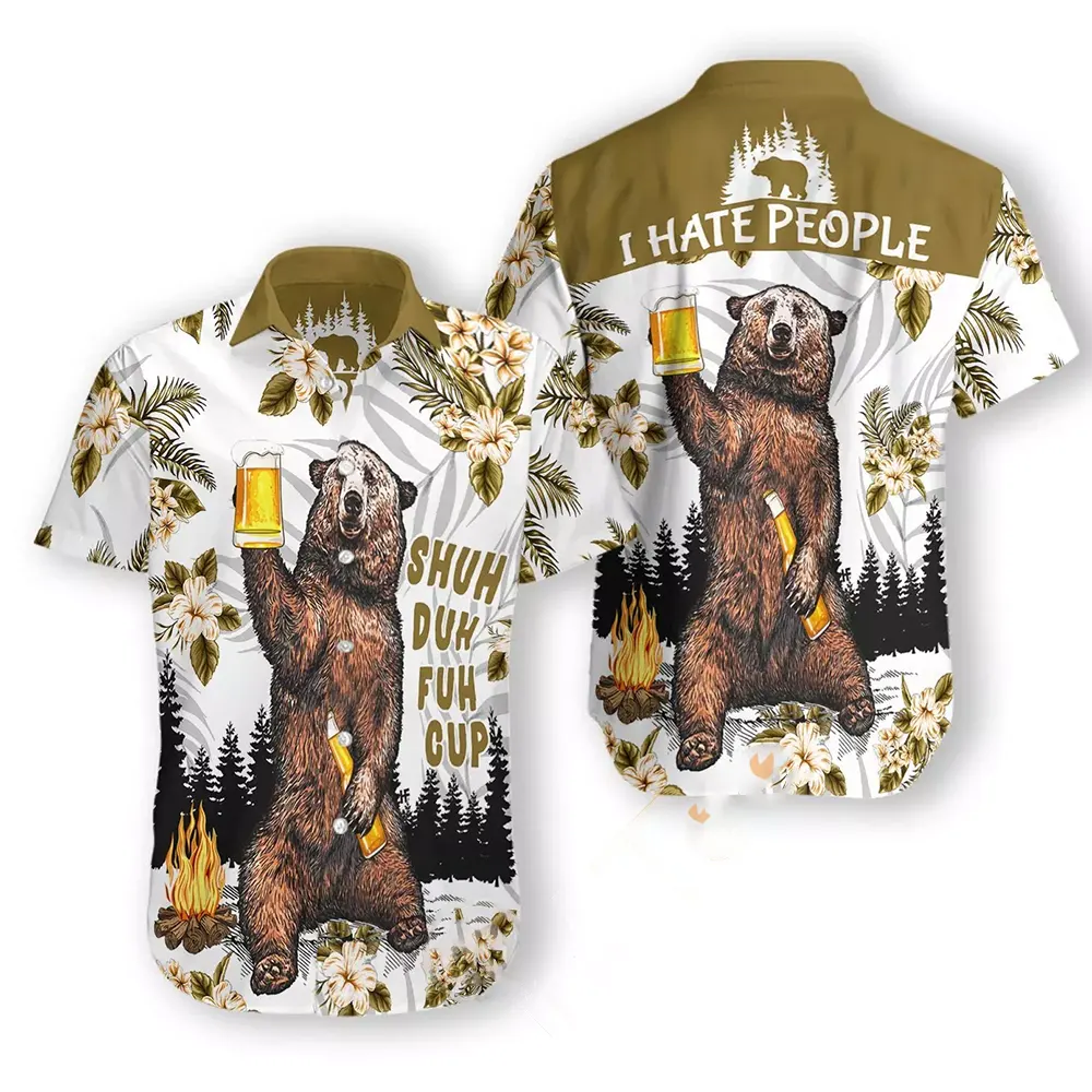 Bear Drinks Beer Hawaiian shirts 2 Bear Drinks Beer Hawaiian shirts