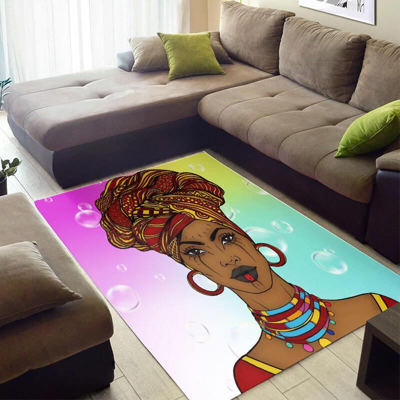 Beautiful African American Fancy Afro Melanin Woman Large Living Room Rug 3 Beautiful African American Fancy Afro Melanin Woman Large Living Room Rug