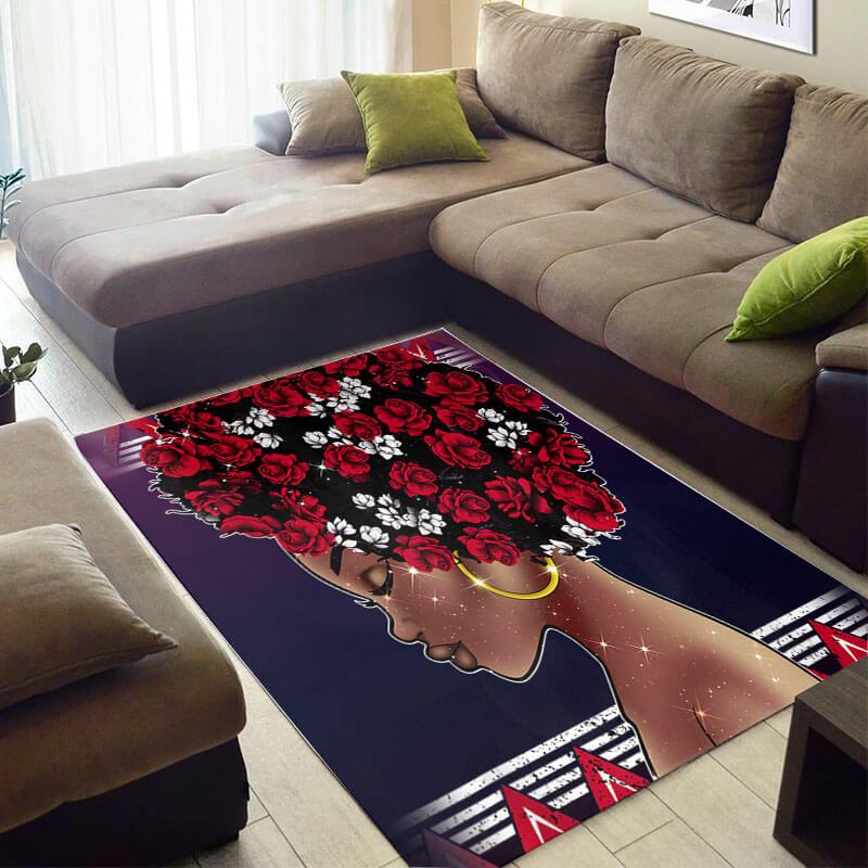 Beautiful African Cute American Art Melanin Girl Rose Head Carpet Living Room Rug 2 Beautiful African Cute American Art Melanin Girl Rose Head Carpet Living Room Rug