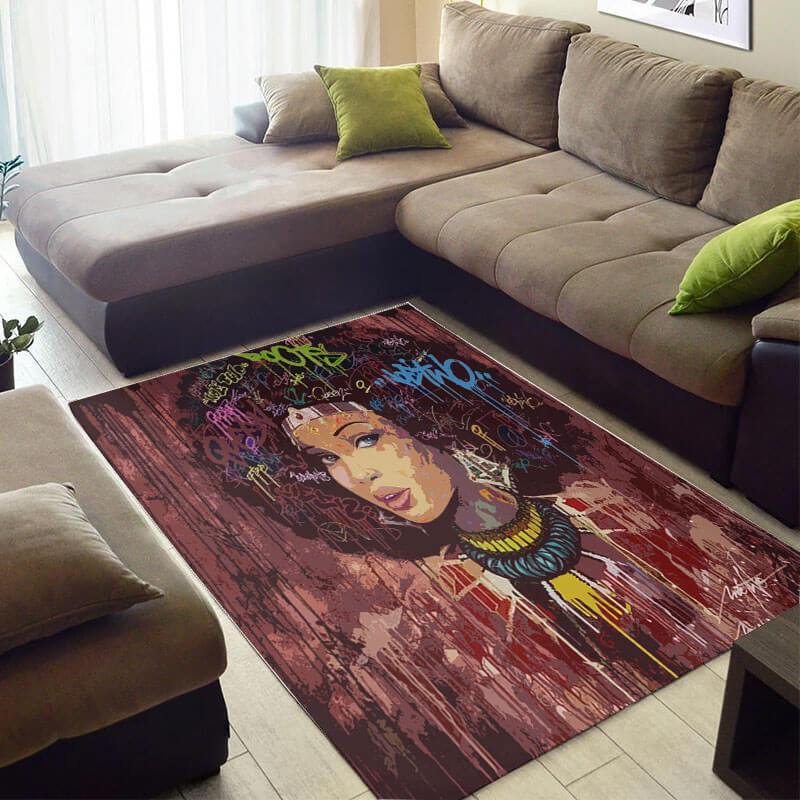 Beautiful Melanin Woman With Afro House Rug