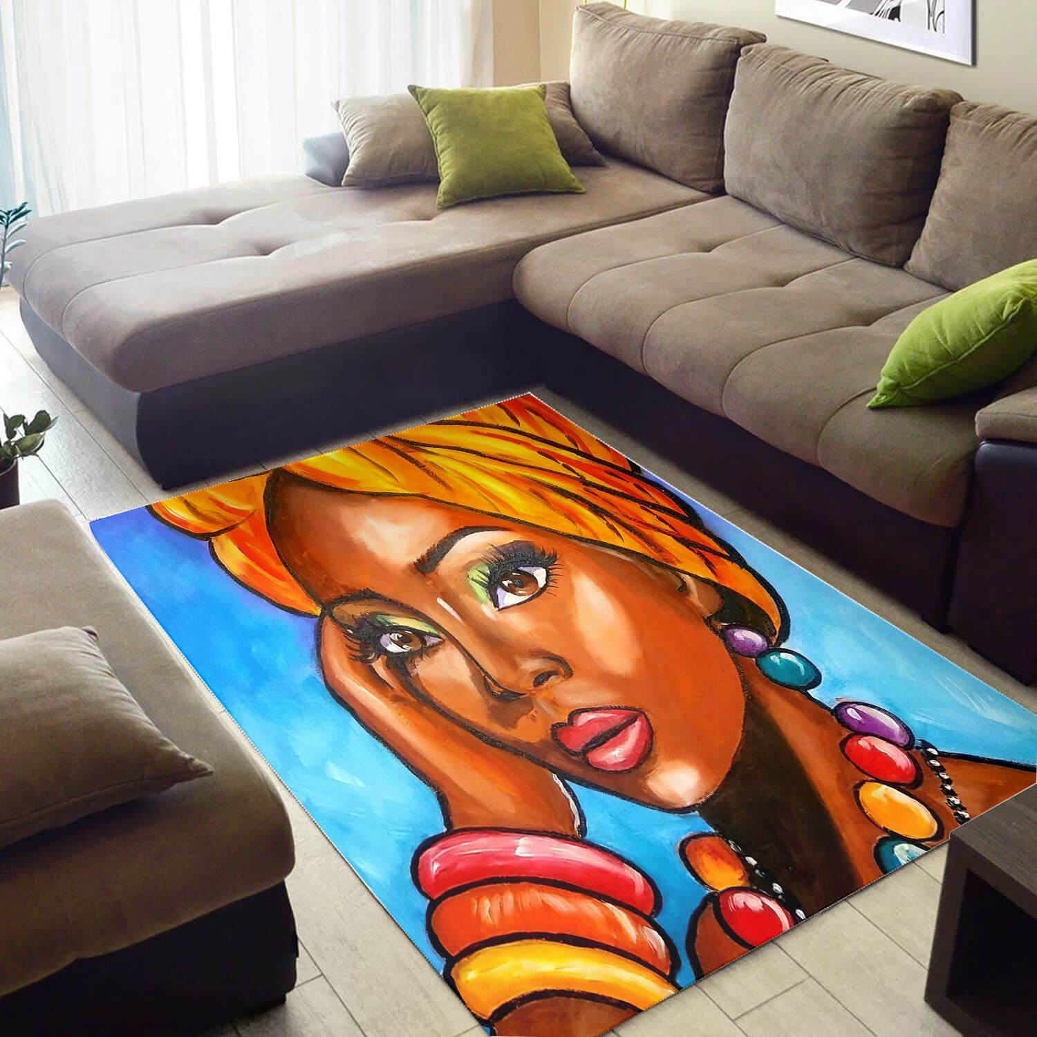 Beautiful African Style Cute Afrocentric Melanin Woman Design Floor House Rug 3 Beautiful African Style Cute Afrocentric Melanin Woman Design Floor House Rug