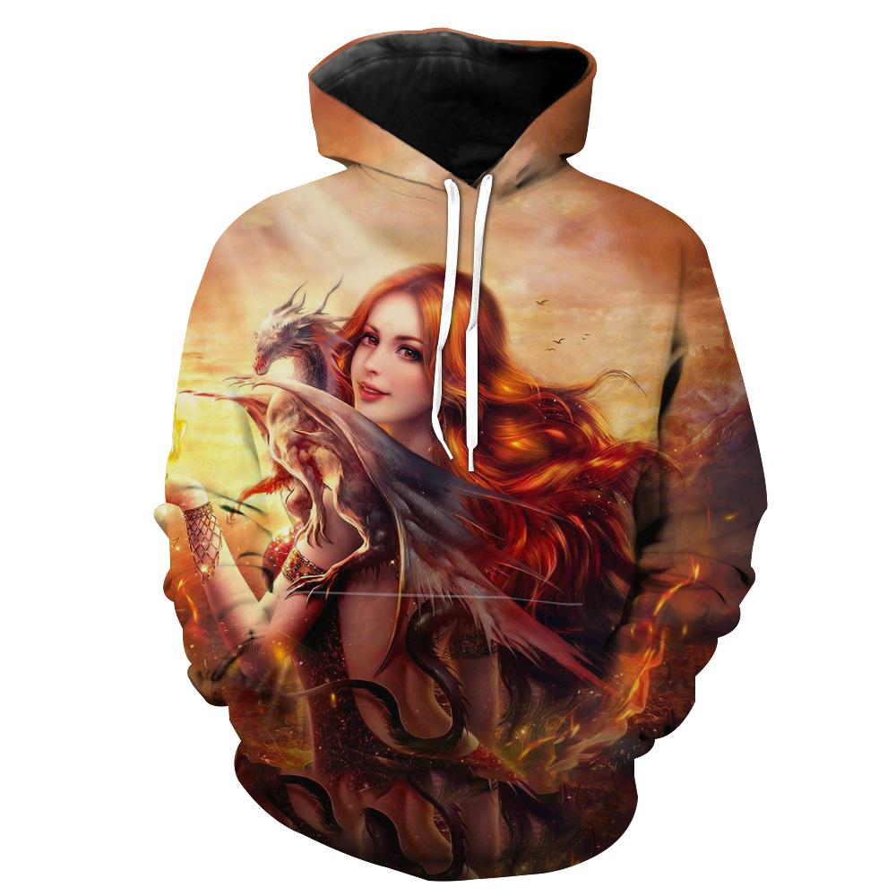 Beautiful Dragon Lady Fantasy Hoodie 3D