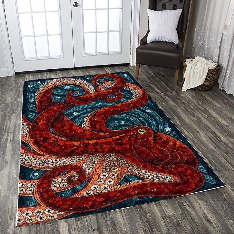 Majestic Red Octopus Rectangle Limited Edition Rug