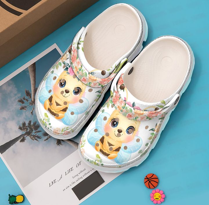 Bee Floral Crocs Clog Shoes