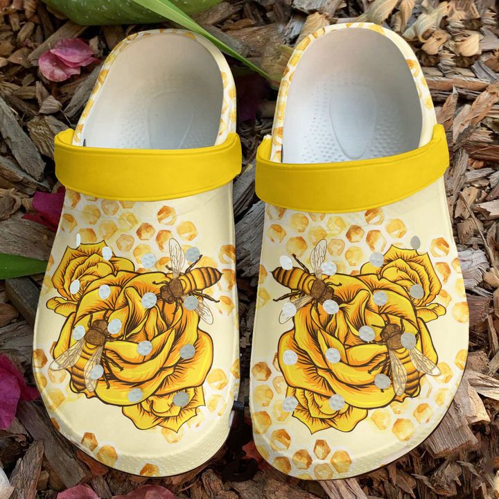 Bee Flowery Crocs Clog Shoes