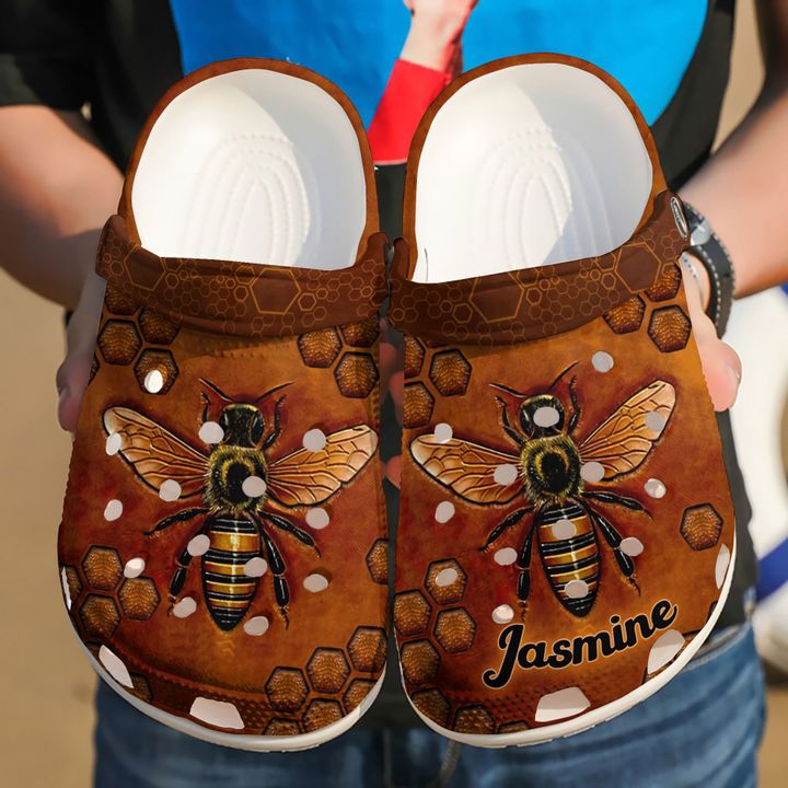 Bee Personalized Leather Crocs Clog Shoes 9 Bee Personalized Leather Crocs Clog Shoes
