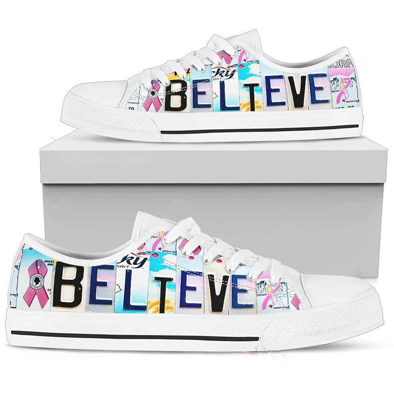 Believe Breast Cancer Awareness Low Top Shoes