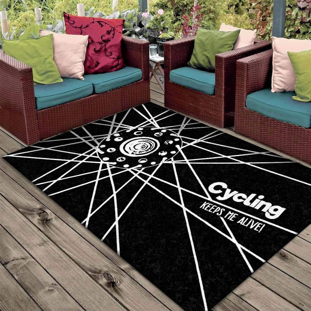 Bicycle Spokes Monochrome Limited Edition Rug.