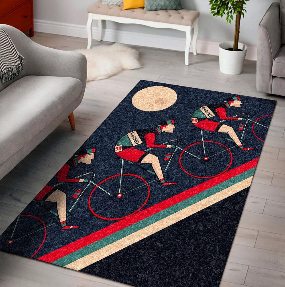 Retro St Malo Nice Bicycle Cyclists Limited Edition Rug