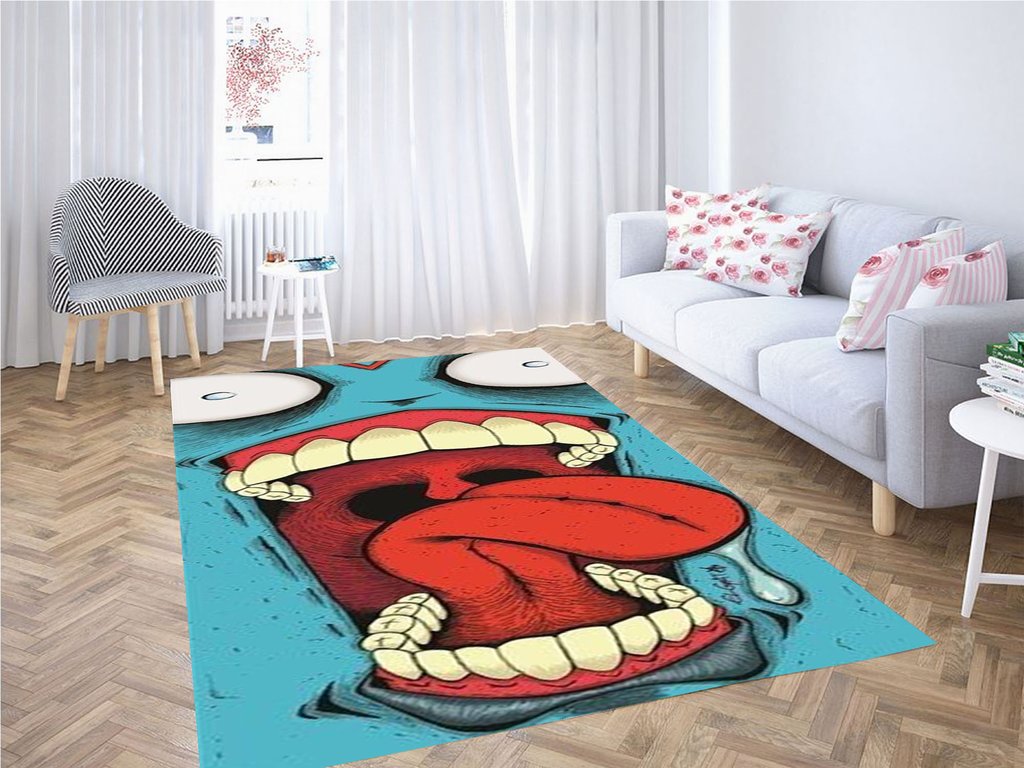 Big Blue Wallpaper Living Room Modern Carpet Rug